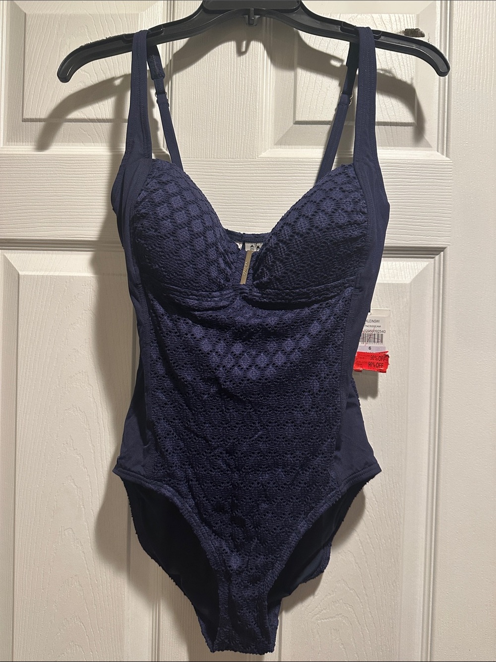 Calvin Klein Dark Navy Textured One-Piece Swim